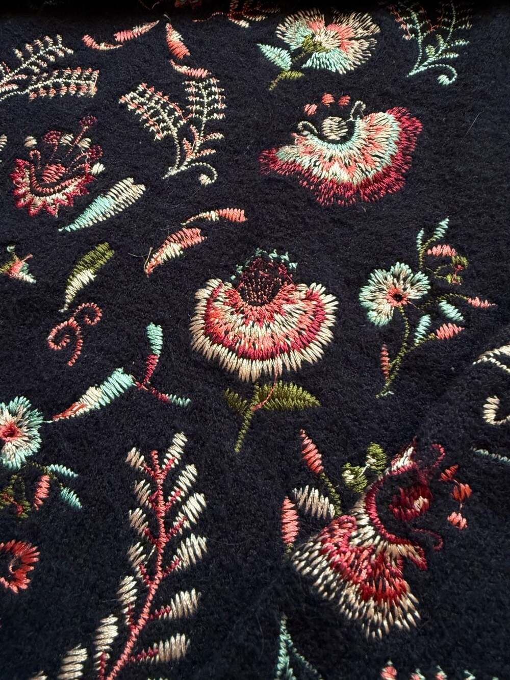 V by Very Navy Blue Floral Embroidered Long Sleeve Crew Neck Jumper Sweater - Picture 2 of 6
